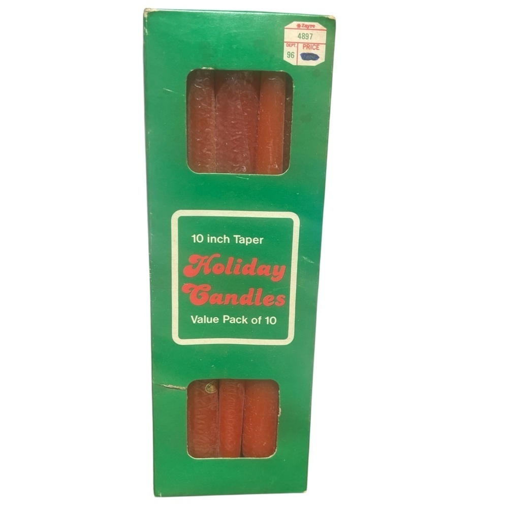 Vintage 10 Tapered Candles 10” red Christmas New